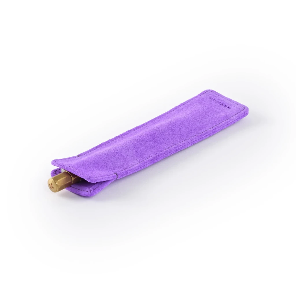 Pen case for 1 writing instrument, cowhide leather, Brushed Violet