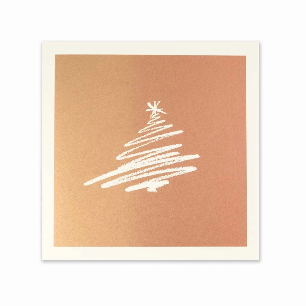 Christmas card fir tree drawing bronze