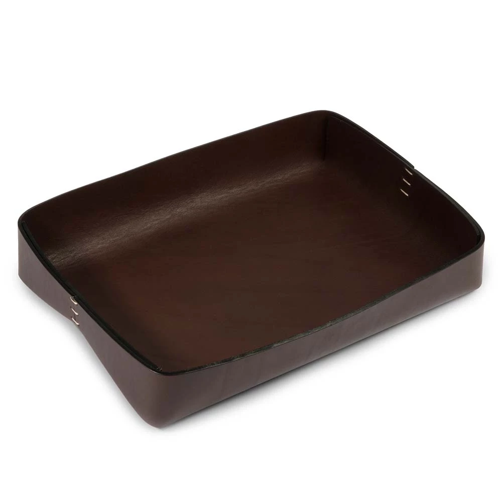 Desk Organiser Tray Stitch, A4, leather, dark brown