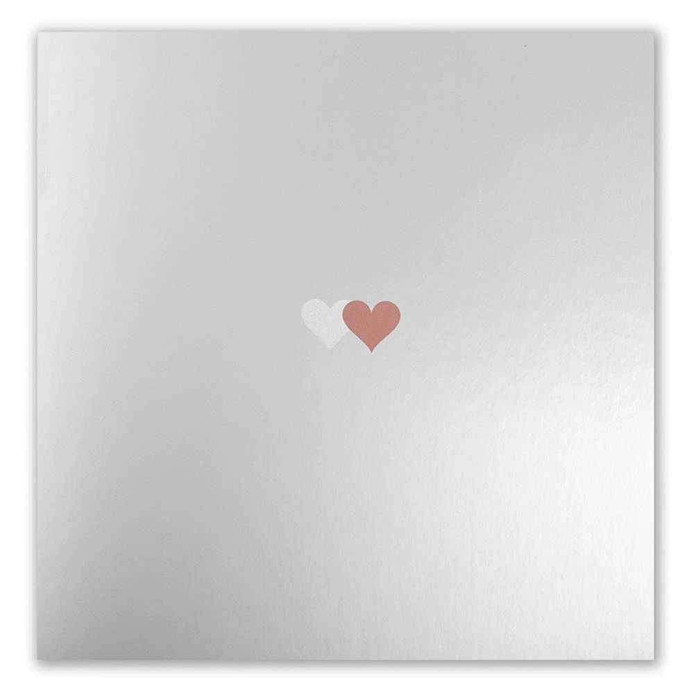 Double Heart Greeting Card – Silver/Bronze Mirror Finish