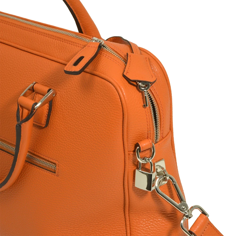 Briefcase Adri, leather, orange