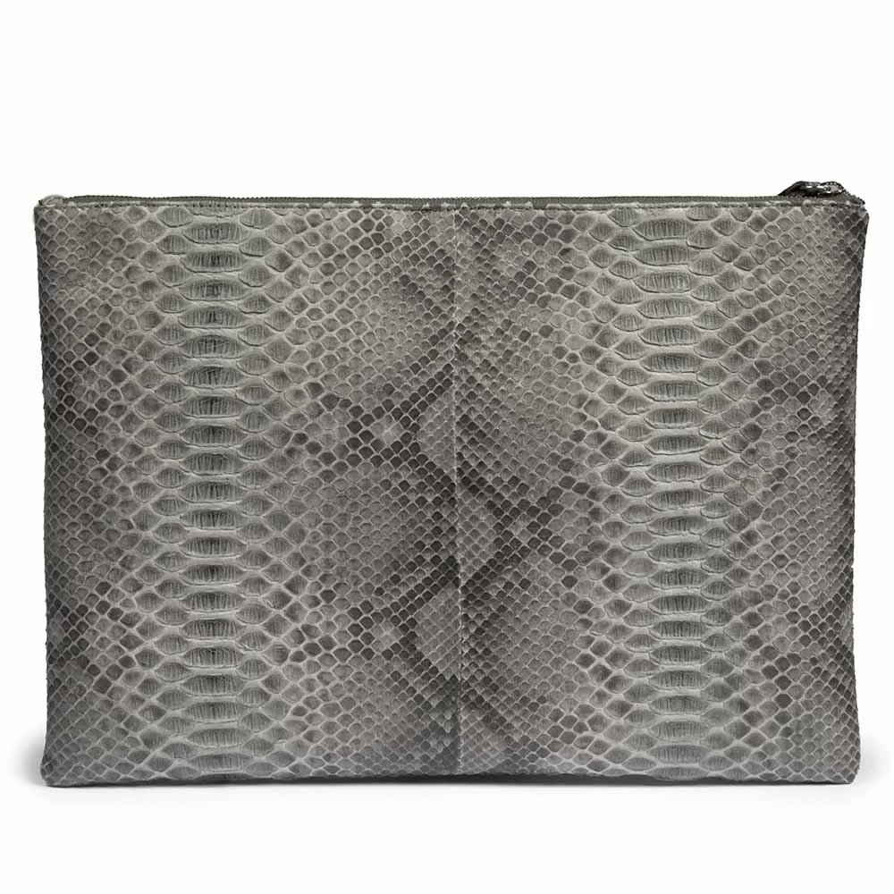 Pouch with Zip, python leather, large