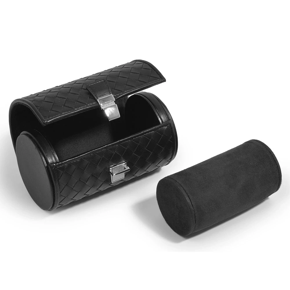 Watch Roll Case for 2 Watches, leather Quattro, black