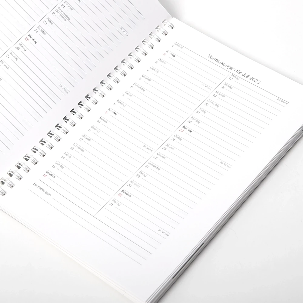 Konsul weekly calendar 2026, Wire-O binding, onyx black