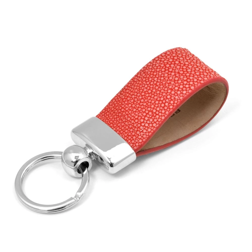 Key Ring, stingray leather, coral
