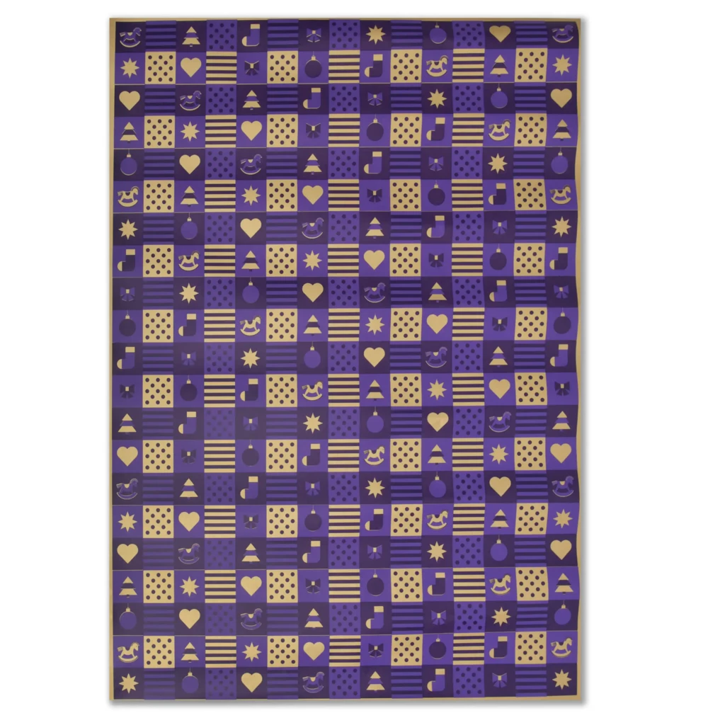 Wrapping paper christmas squares purple, 50x70 cm, 3 sheets