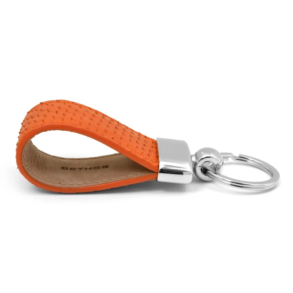 Key Ring, python leather, orange