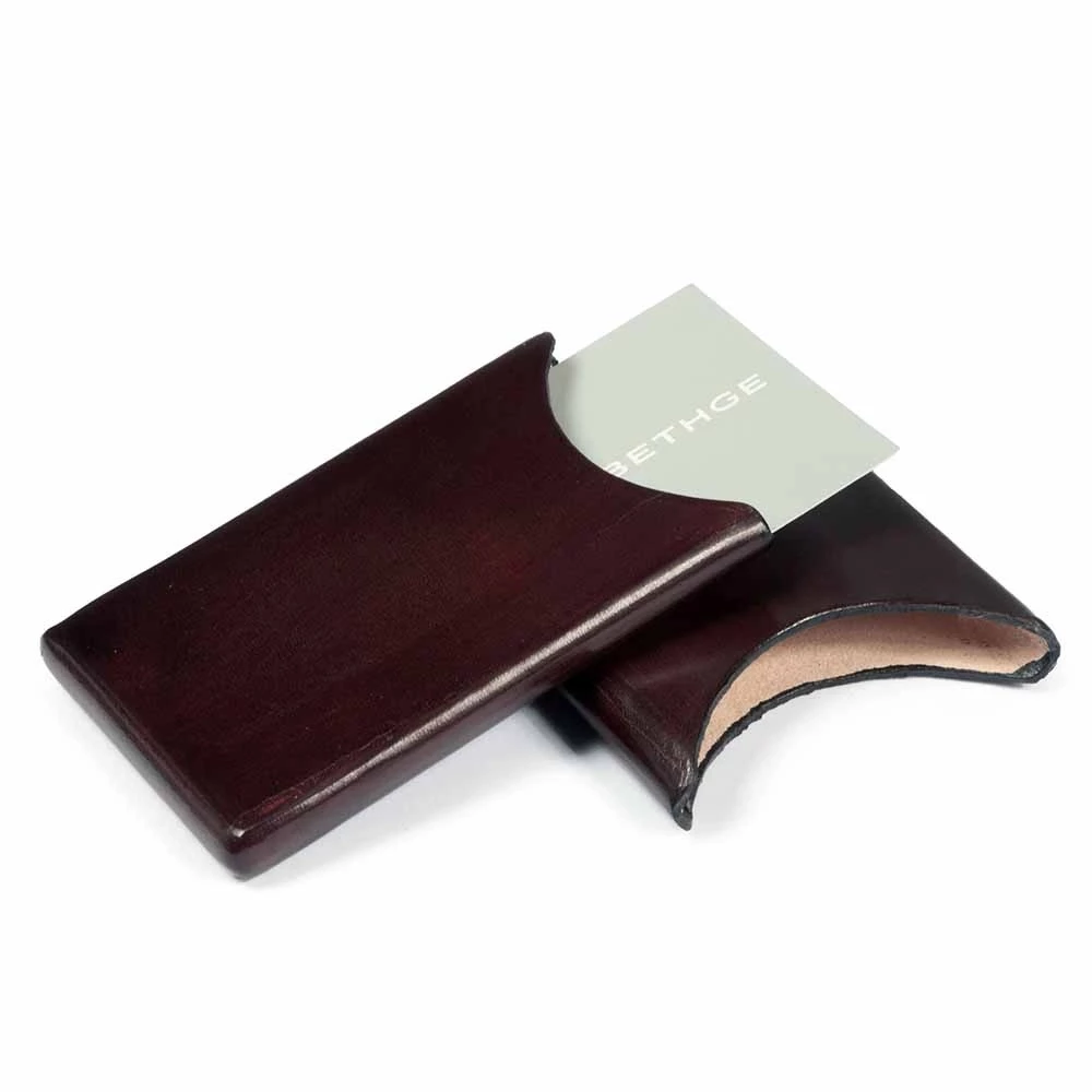 Business Card Holder, leather, 6.5x10 cm, dark brown