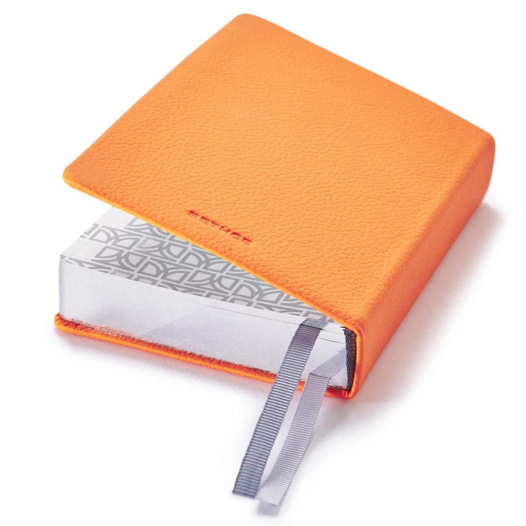 Pocket Daily Planner 2027 - One Day Per Page - Leather - Orange - 9.5 x 13 cm