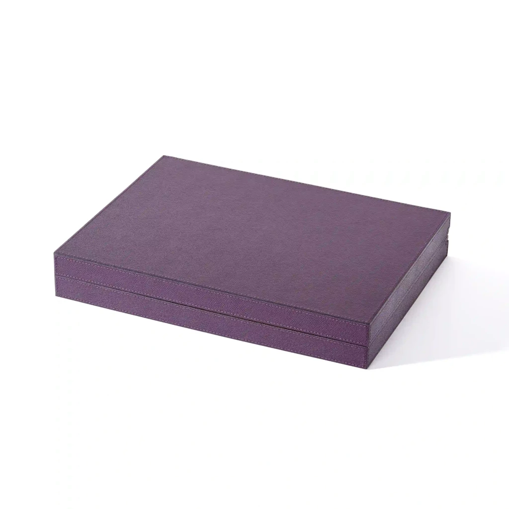 Backgammon Game, walnut/leather, purple