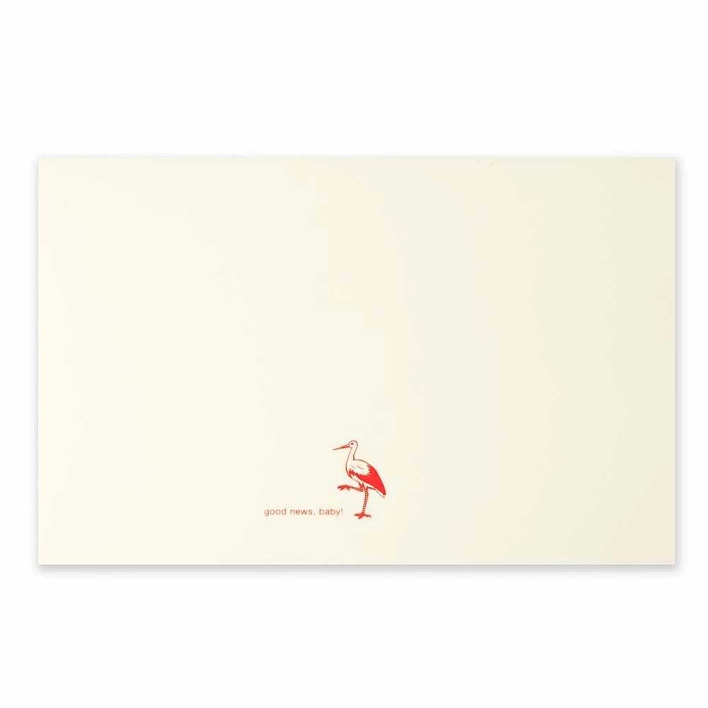 “Good News” Stork Greeting Card – Neon Pink