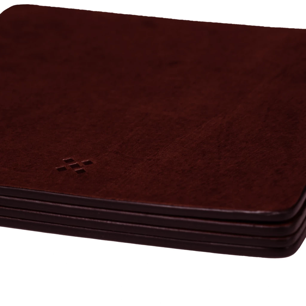 LEGENDÄR DRYNK Set of Coasters, leather, dark brown