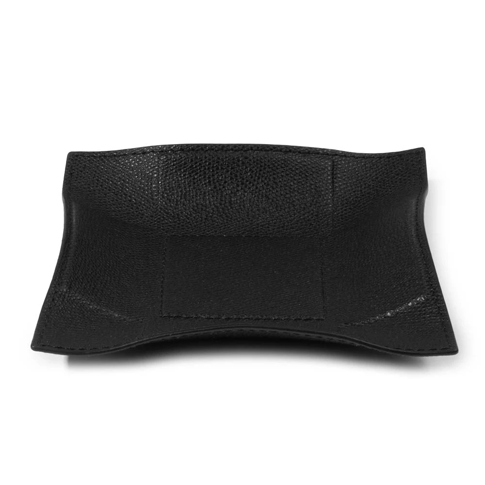 Valet tray square, leather, 15 x 15 cm, black
