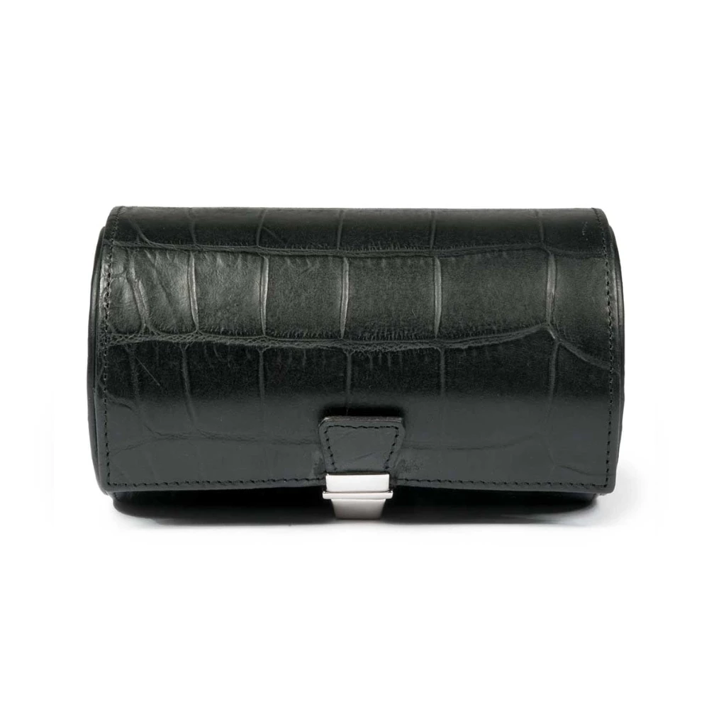 Watch Roll Case for 2 Watches, alligator-embossed leather