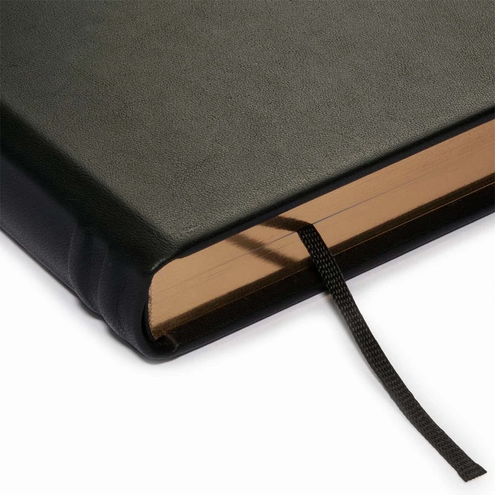 Guest Book with Gilt Edges, 144 pages, leather, A4, black