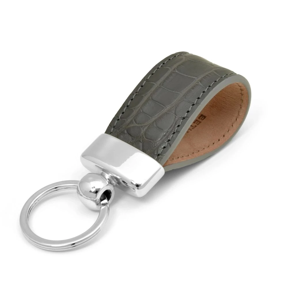 Key Ring, alligator leather, dark grey