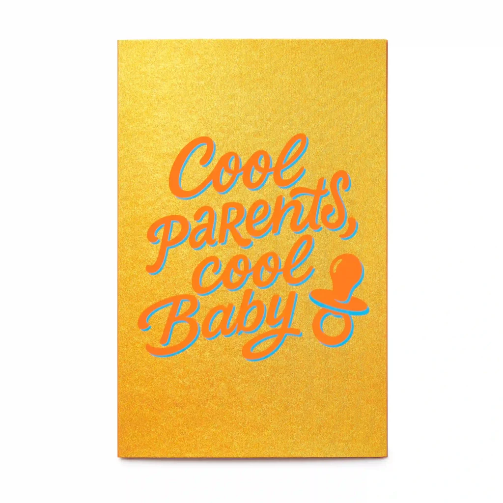 Greeting card stork good news  neon blue