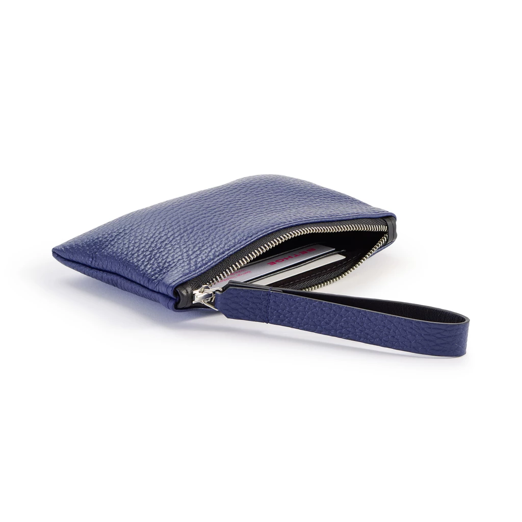 Bethge - Clutch Adri - Leather - Pouch - Zip - dark blue