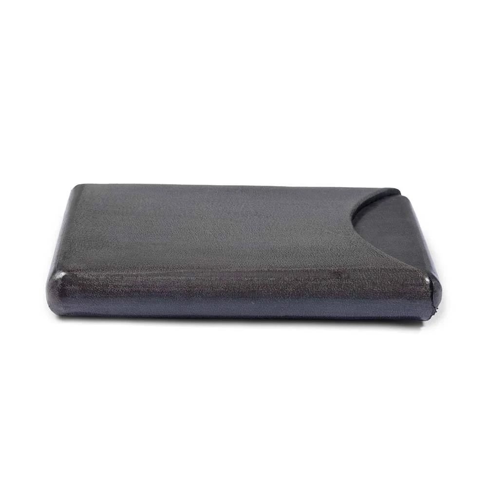 Business Card Holder, leather, 6.5x10 cm, grey