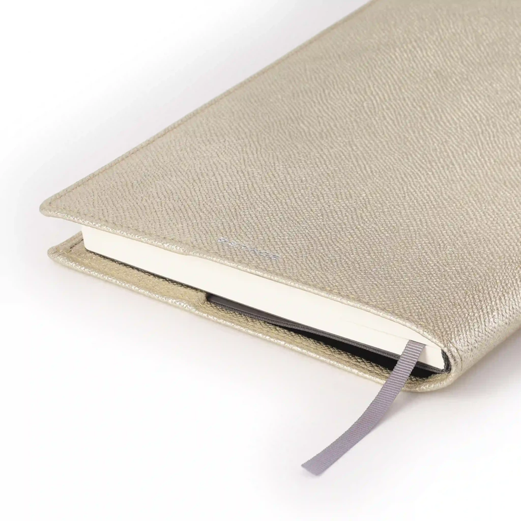 Book cover for DIN A5 books, leather, platinum