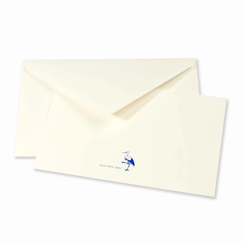 “Good News” Stork Greeting Card – Blue