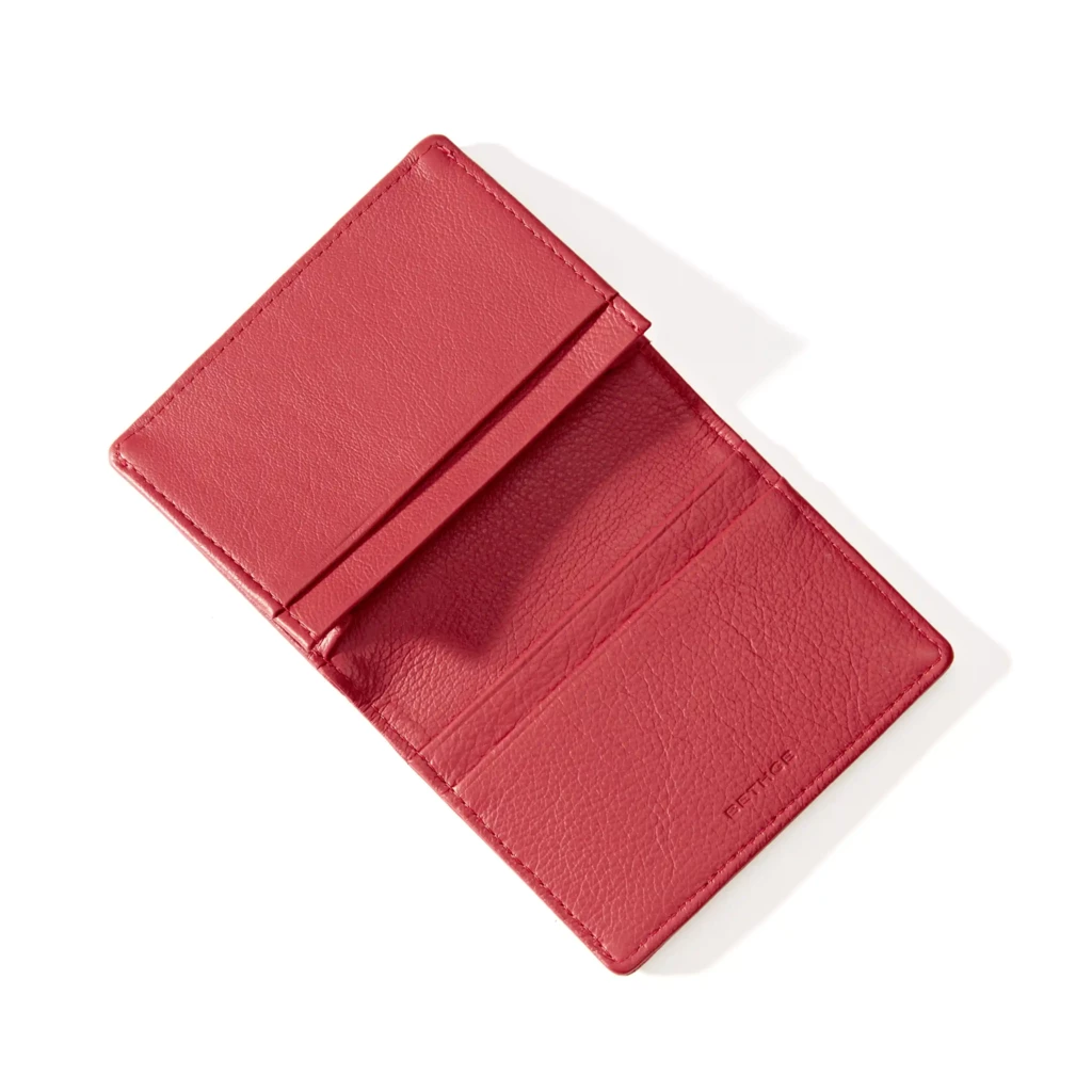 Card Wallet, 3 cc, Kollektion  1977, leather, bifold, red