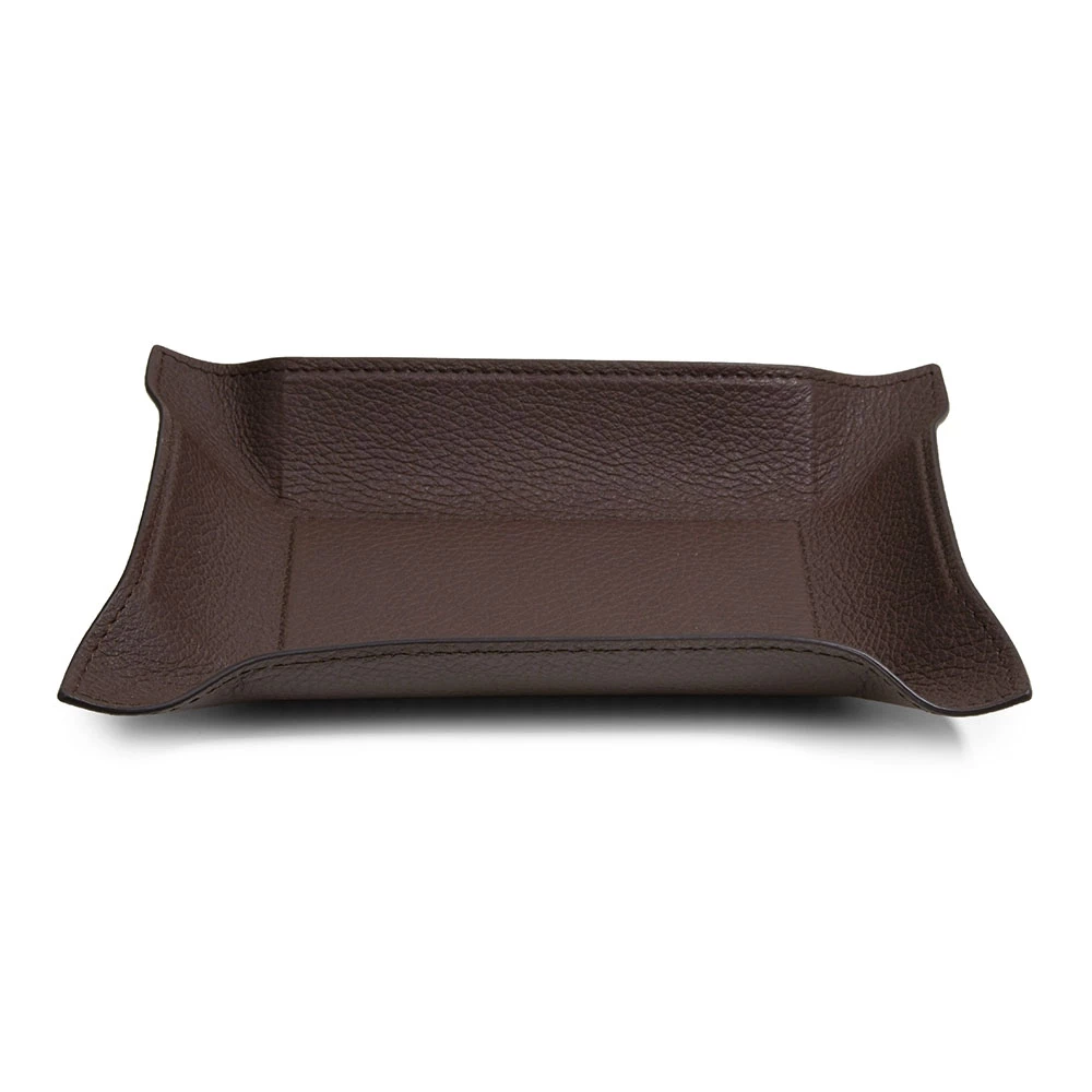 Valet tray rectangular, deer leather, 21 x 15 cm, mocha