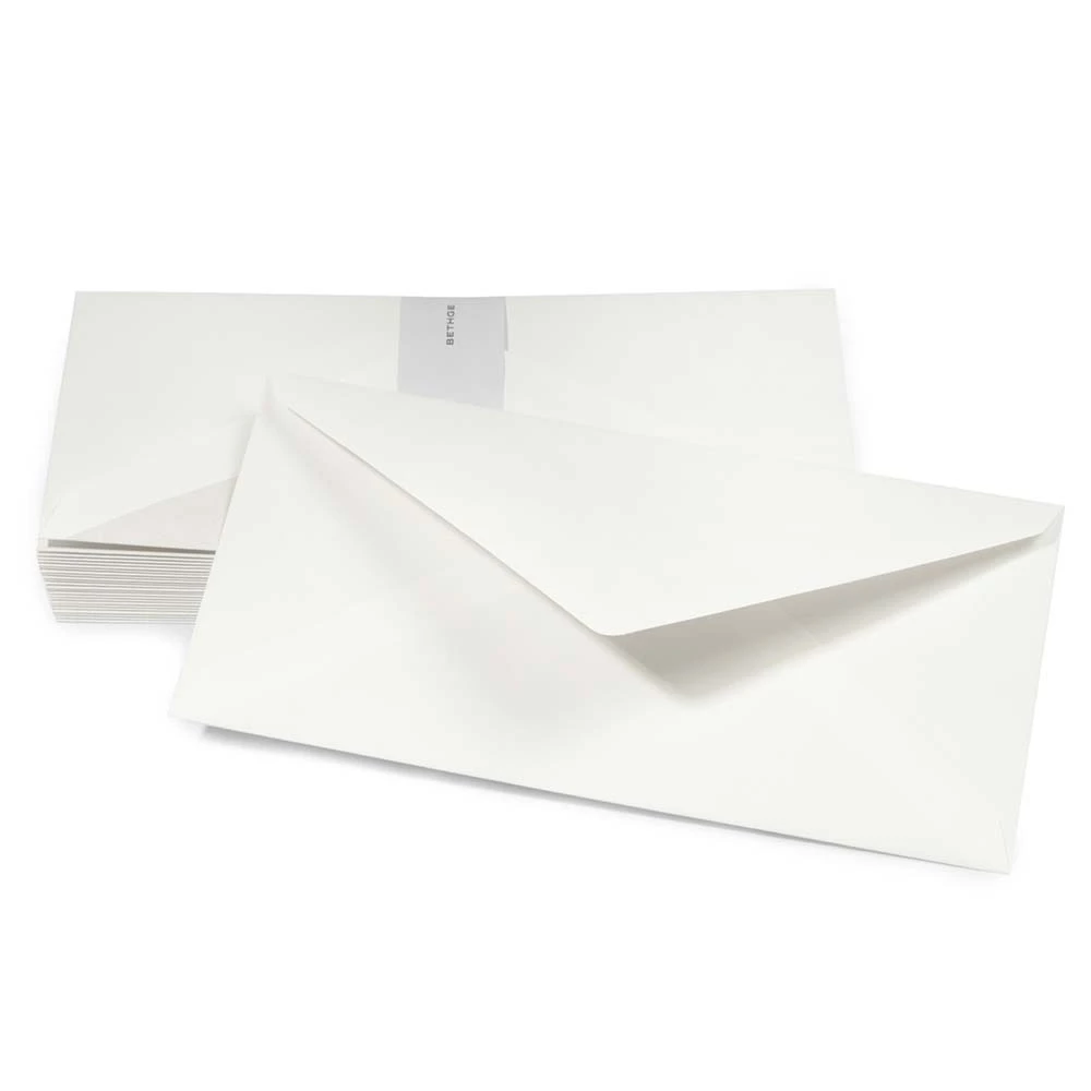 25 long DIN envelopes, Opal Ecru, grey silk lining