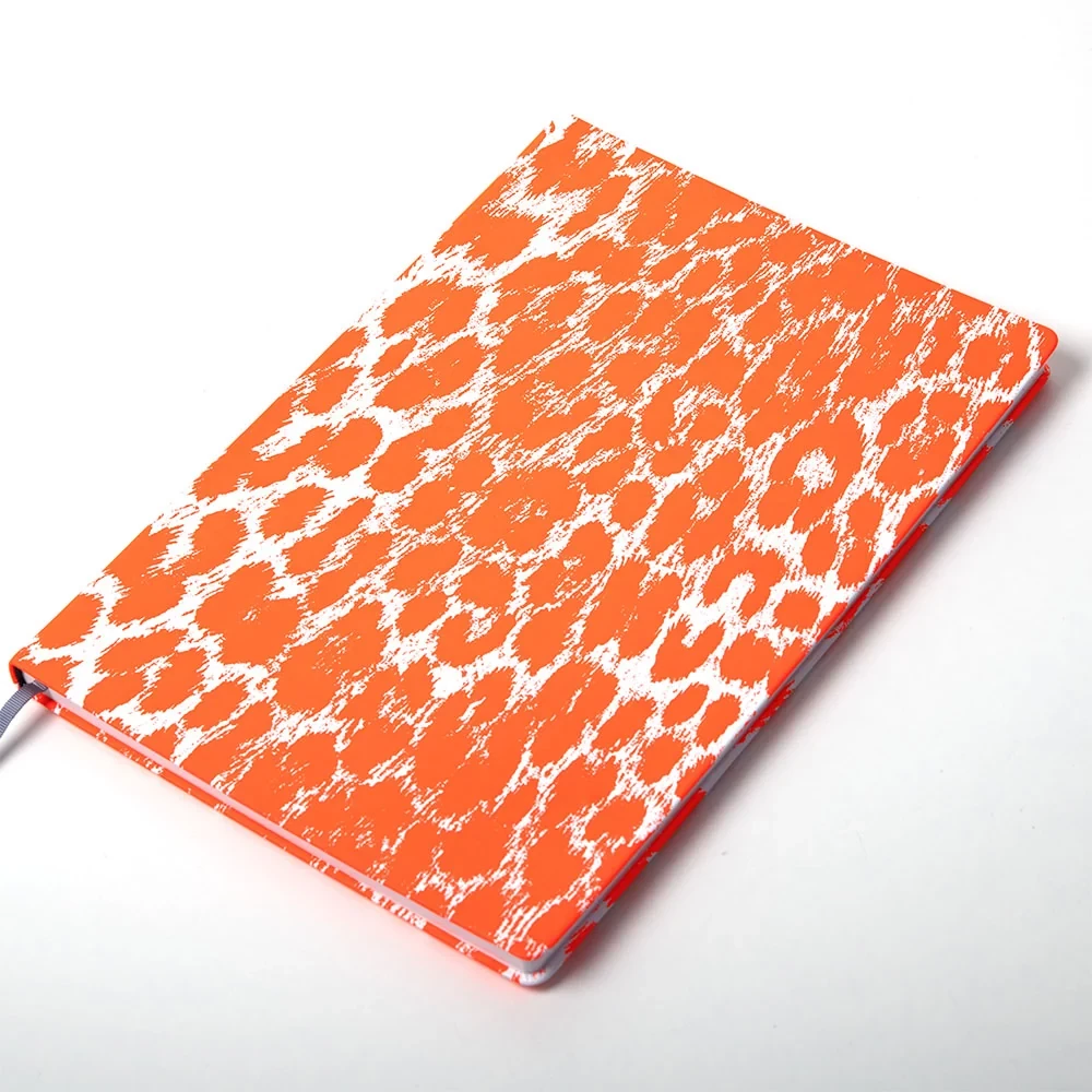 Notebook, wildlife edition, leather, leopard/white
