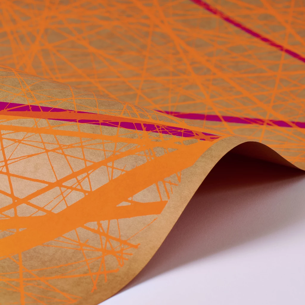 Wrapping paper Network magenta/orange/brown 50 x 70 cm, 3 sheets