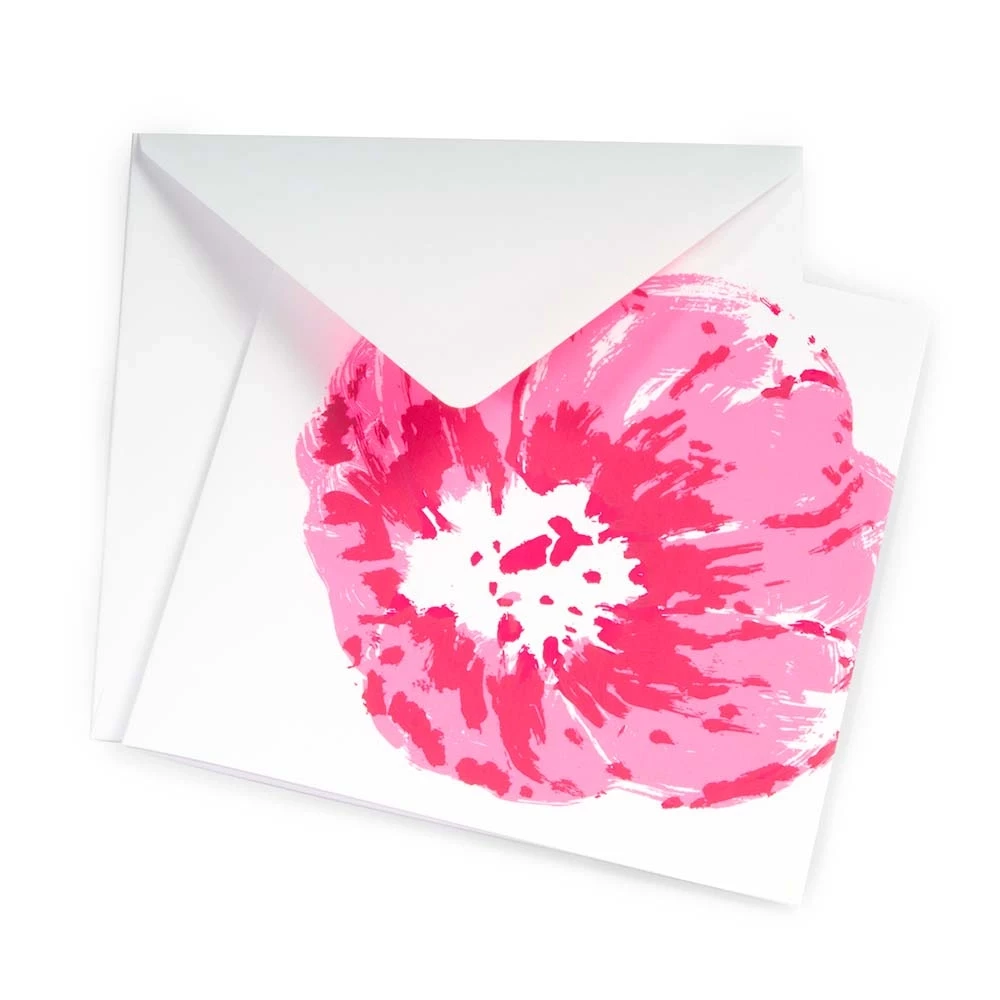 Neon Pink Poppy Greeting Card