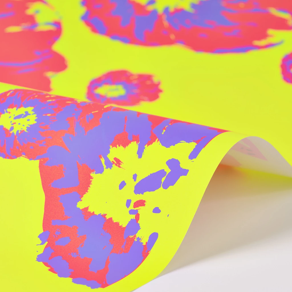 Wrapping paper Poppy pink/violet/yellow 50 x 70 cm, 3 sheets