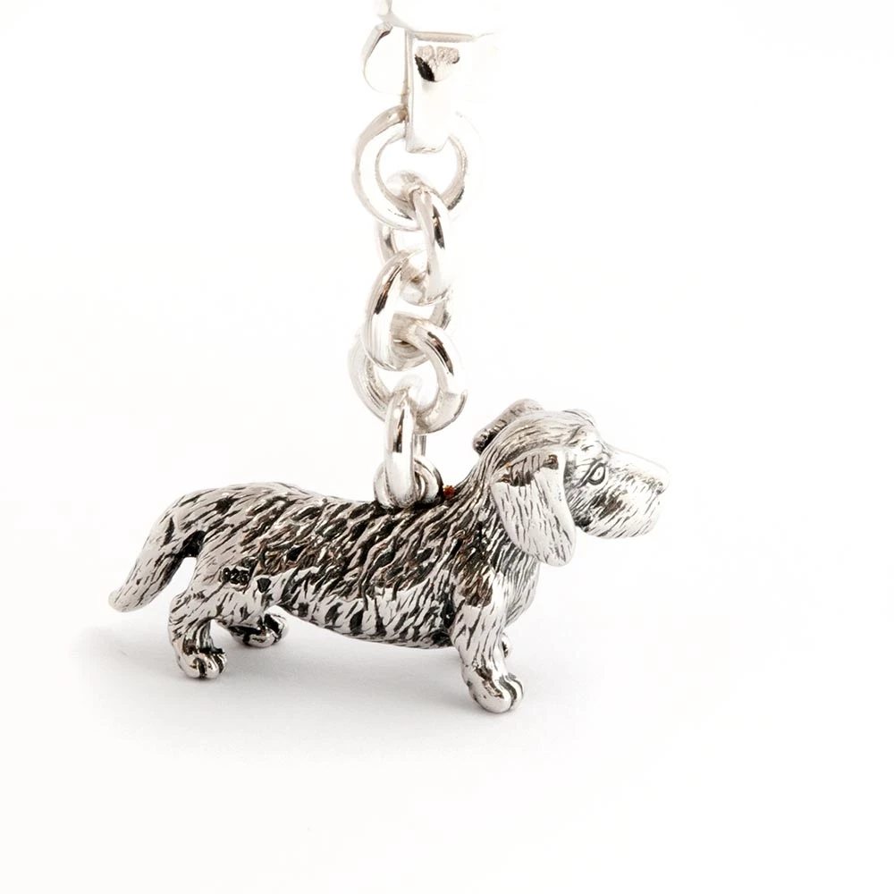 Key chain Dachshund, 925 sterling silver