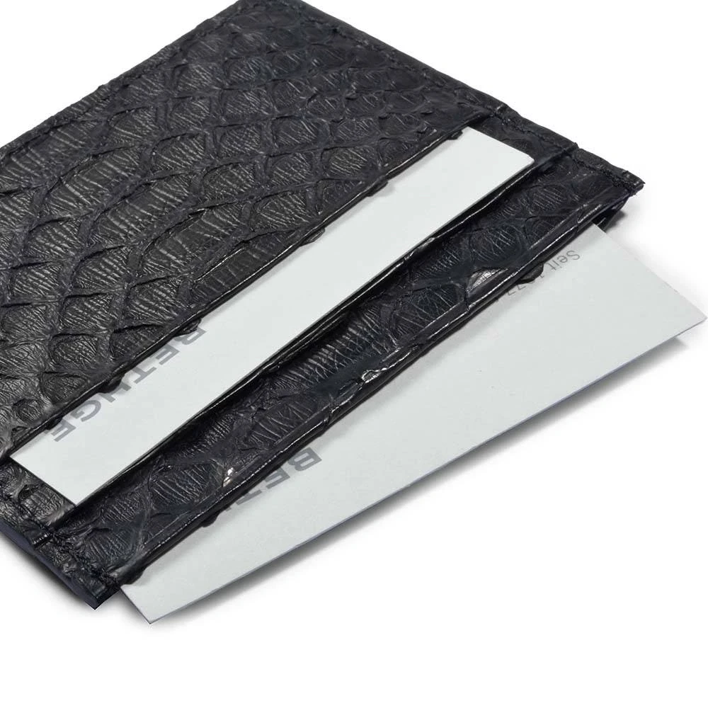 Card Wallet, 4 cc, python leather, flat., black