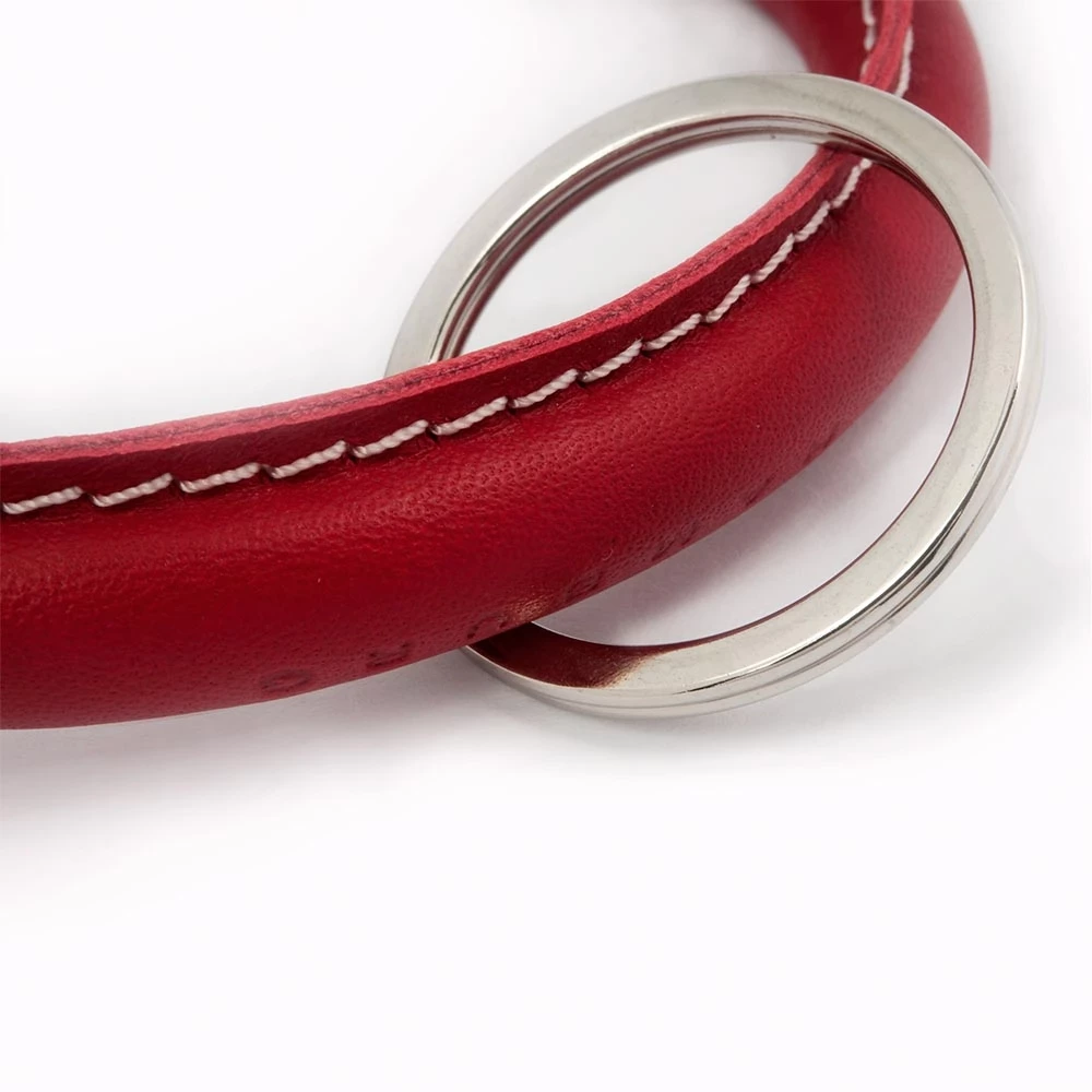 Key Ring, leather, round, red