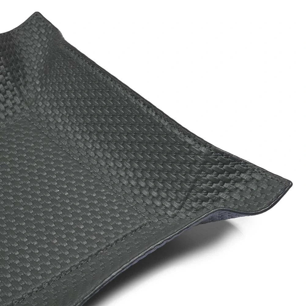 Valet tray square, leather woven look, 20 x 20 cm, dark grey