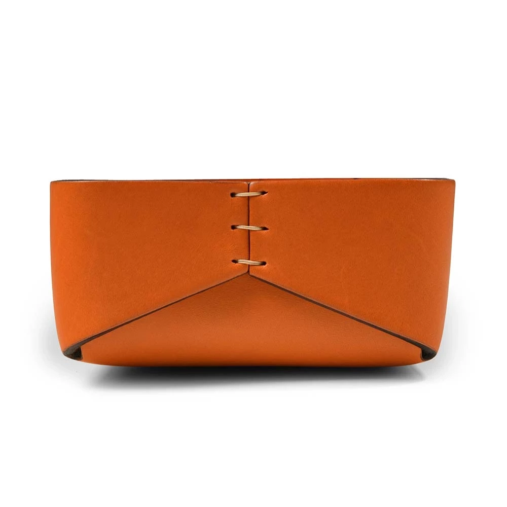 Pen Tray Stitch, leather, wide, orange
