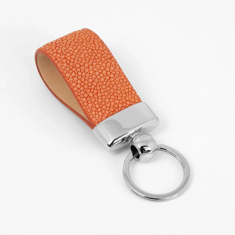Key Ring, stingray leather, orange