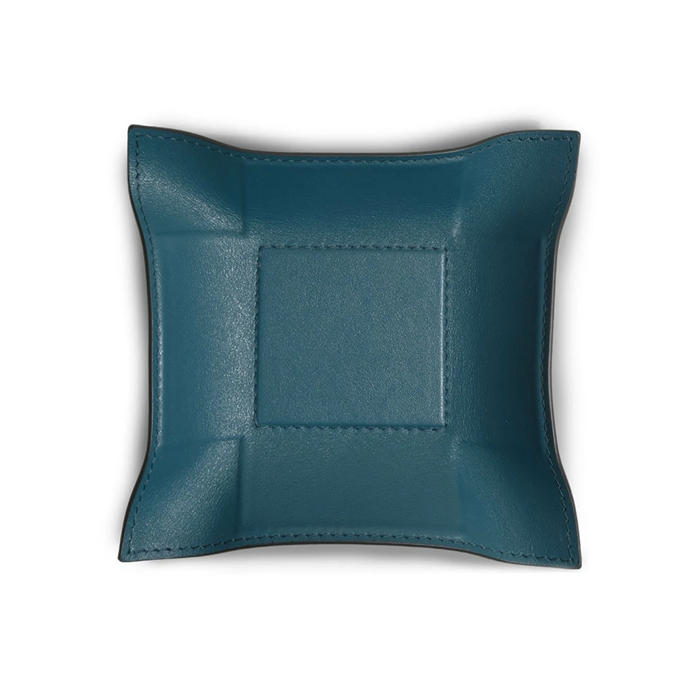 Valet tray square, nappa leather, 15 x 15 cm, petrol
