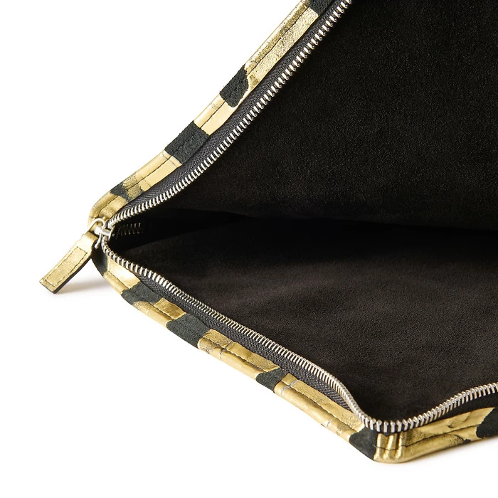 Laptop Sleeve, Leder, Schwarzgold