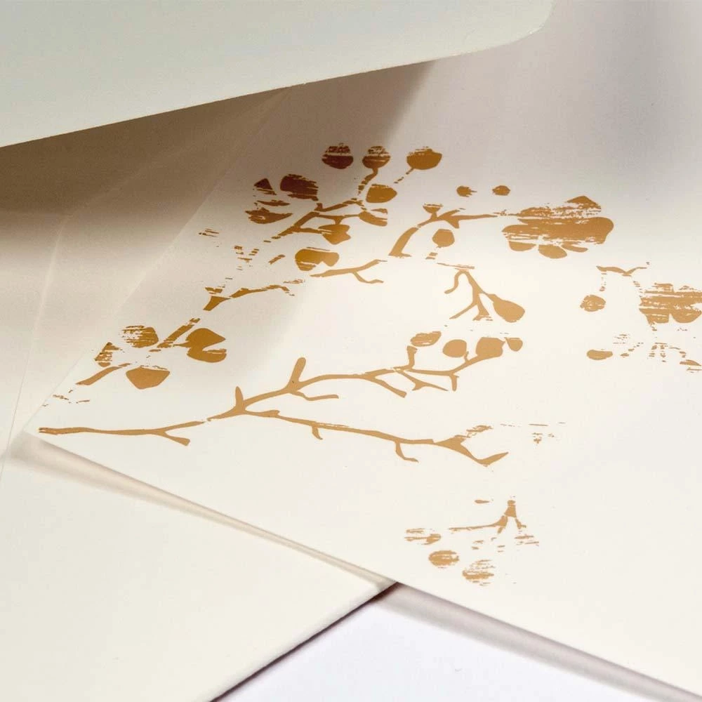 10 mini letter sheets Cherry Blossom, BlancBlanc, with envelopes