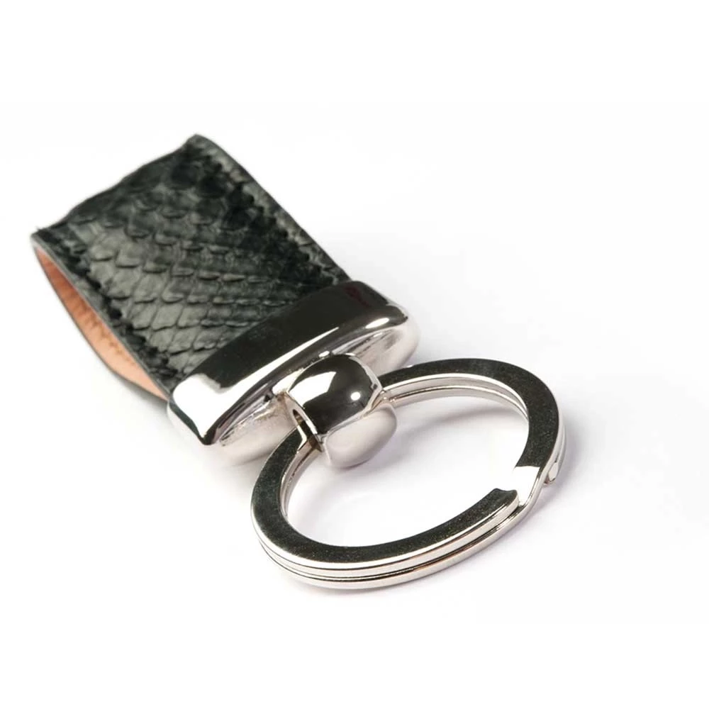 Key Ring, python leather, black
