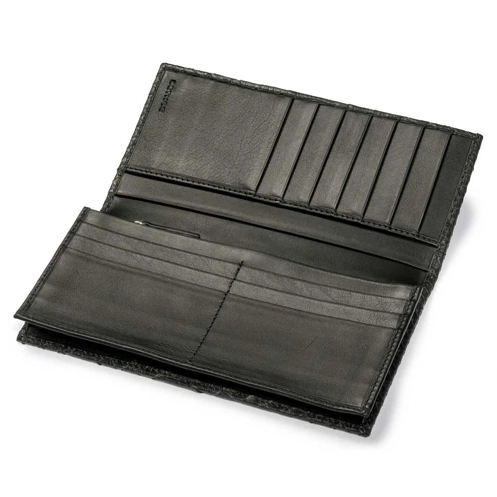 Wallet Double with Coin Pocket, python leather, black