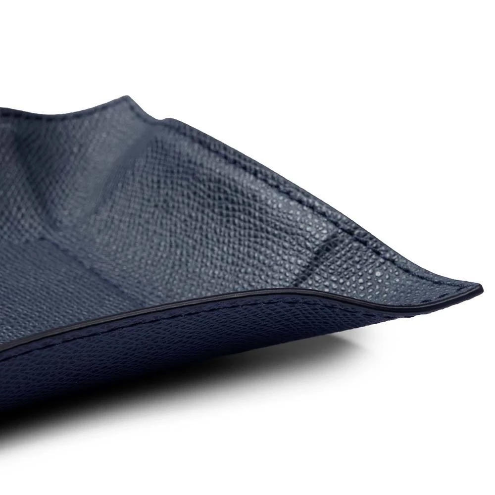 Valet tray square, leather, 15 x 15 cm, dark blue