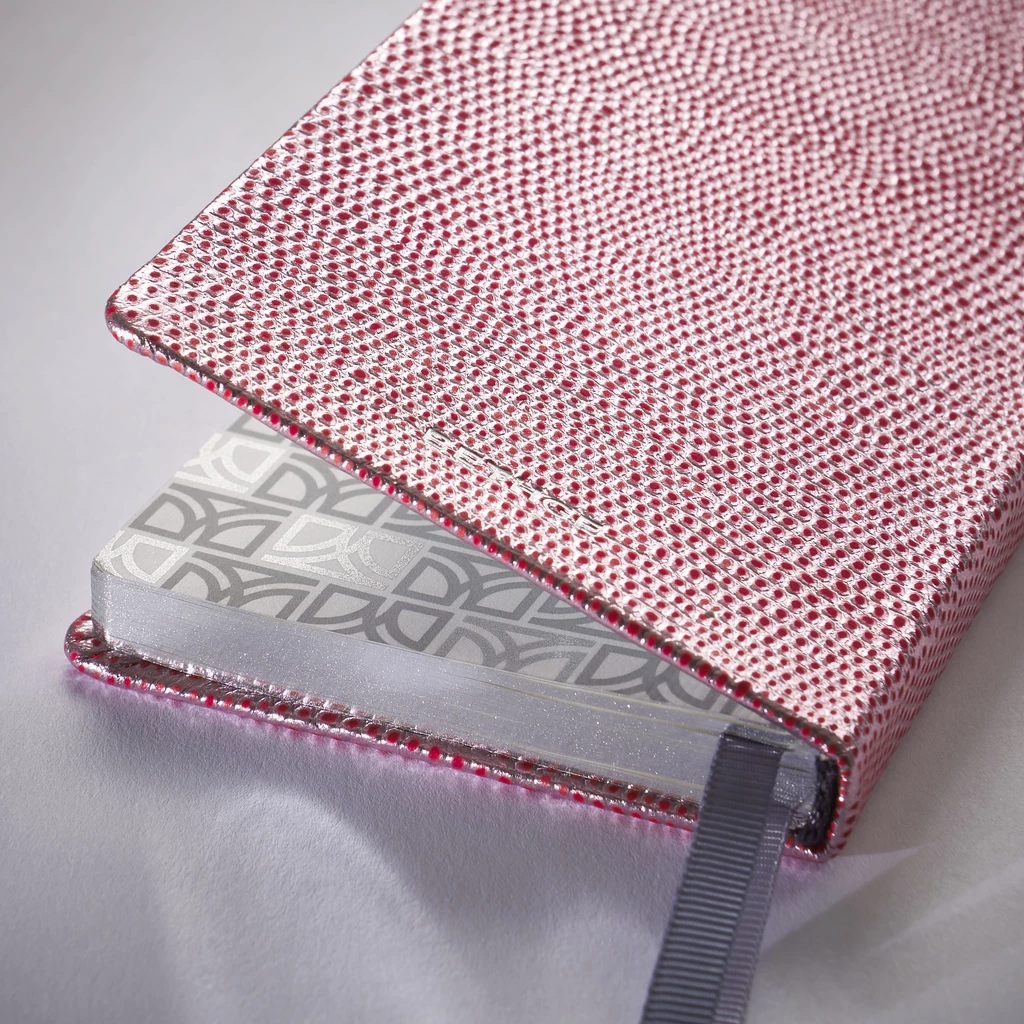 Pocket Datebook 2027 Silver Red Leather