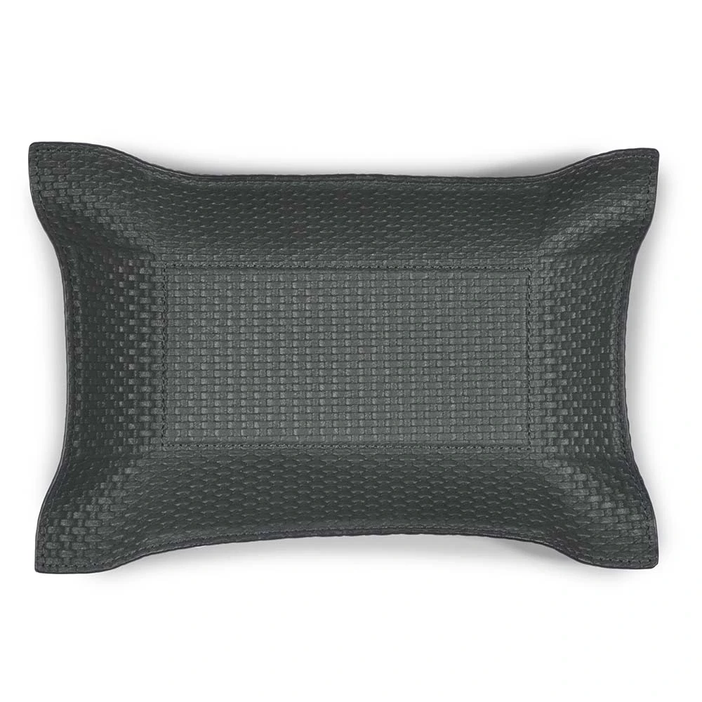 Valet tray rectangular, leather woven look, 21 x 15 cm