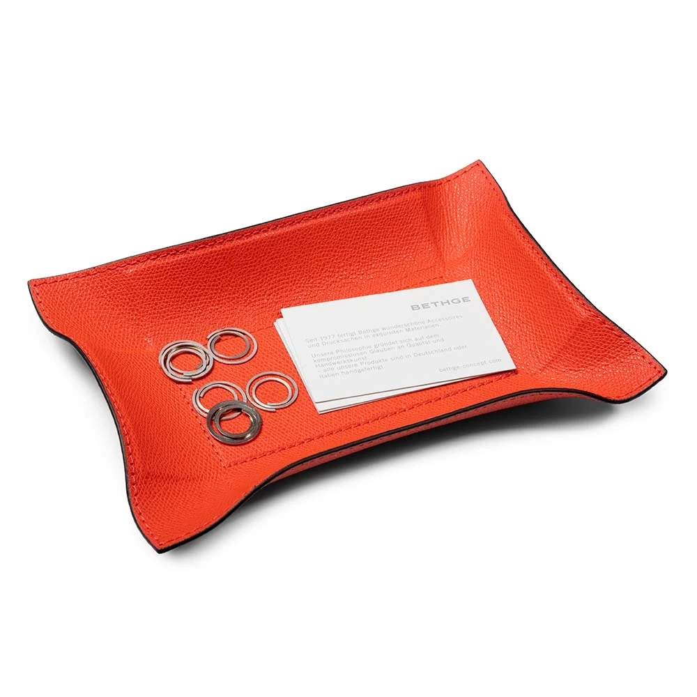 Valet tray rectangular, leather, 21 x 15 cm, mango