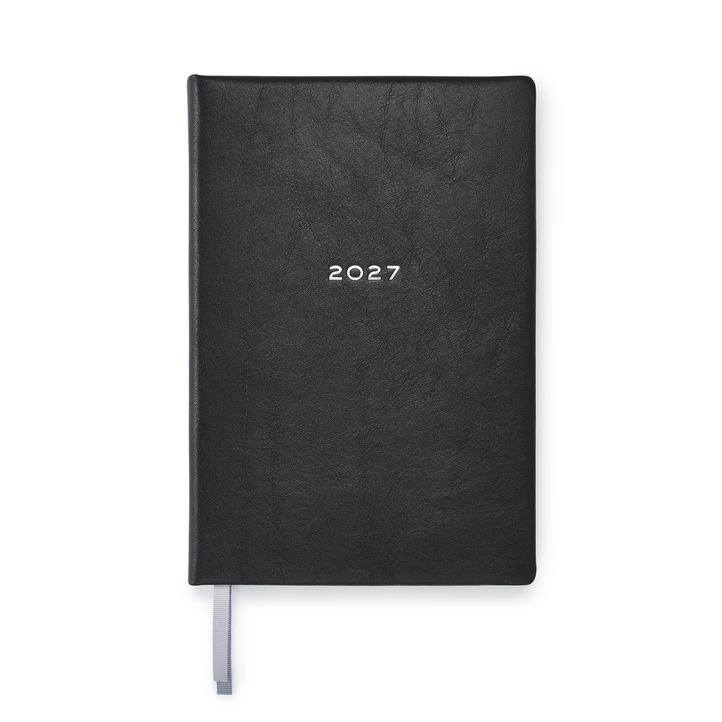 Daily Planner 2027 Verona Black Cowhide