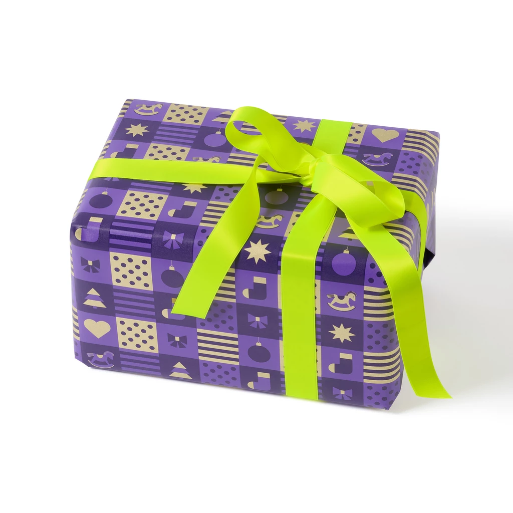 Wrapping paper christmas squares purple, 50x70 cm, 3 sheets