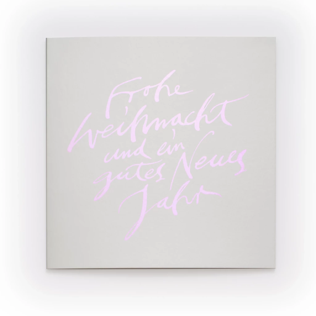Christmas card Frohe Weihnacht und ein... calligraphy silver